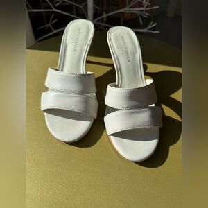 Marc Fisher Cream Double-Band Slide Mules